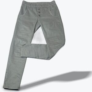 BEVY Flog Button Fly Pants Diamond Geometric Print Elastic Waistband Jogger 24